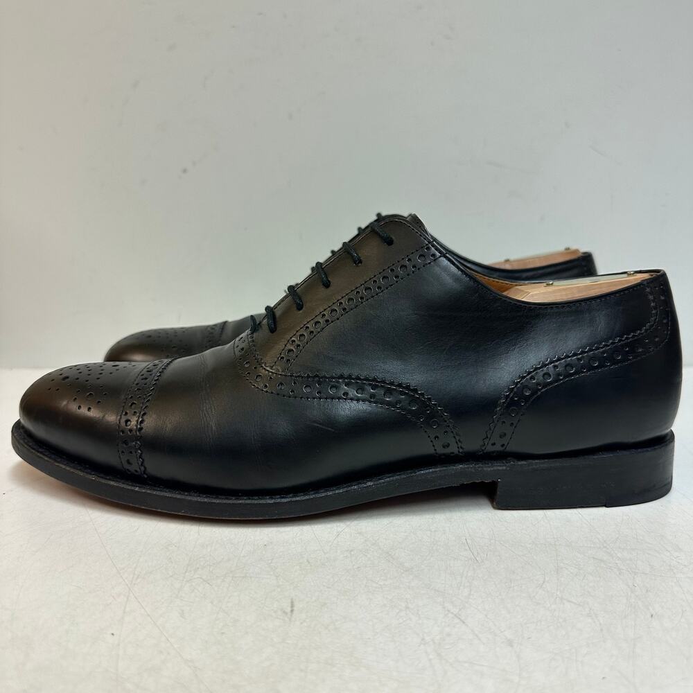 VGUC Grant Stone x J. Crew Ludlow Wingtip Oxford Black Calf Bench Made 11.5 D